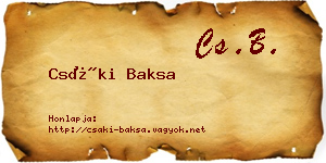 Csáki Baksa névjegykártya